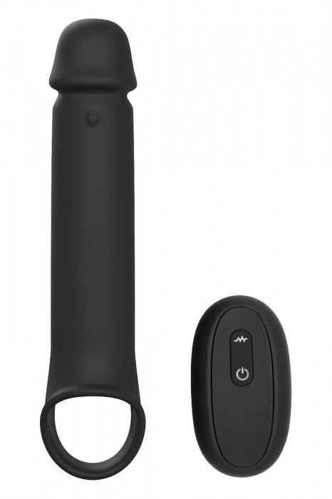 Черная насадка-удлинитель с вибрацией Vibrating Extender With Remote - Dream Toys - в Ачинске купить с доставкой