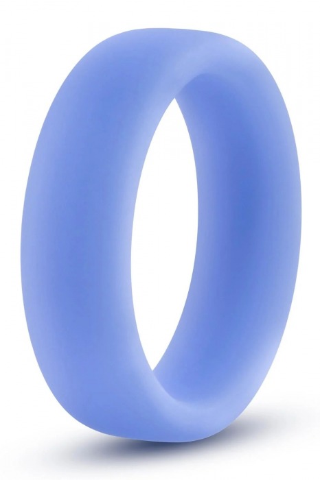 Голубое люминесцентное кольцо Silicone Glo Cock Ring - Blush Novelties - в Ачинске купить с доставкой