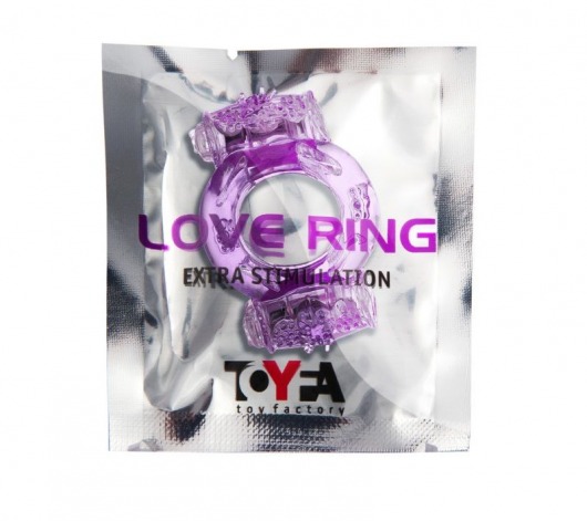 Фиолетовое виброкольцо с двумя вибропульками - Toyfa Basic - в Ачинске купить с доставкой