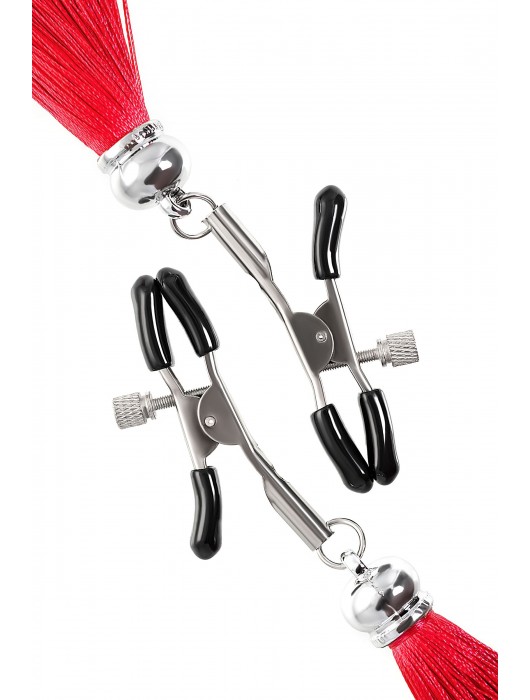 Зажимы на соски «Прищепки» с красными кисточками из шелка - Pecado - купить с доставкой в Ачинске