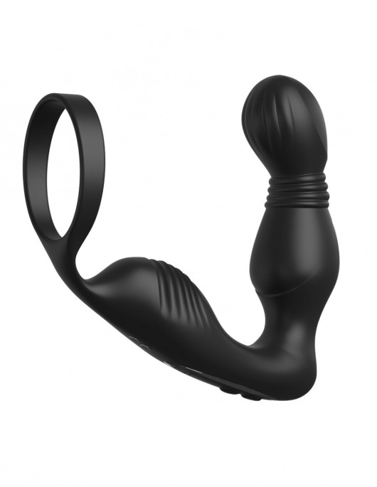 Черный вибростимулятор простаты с эрекционным кольцом Ass-Gasm Pro P-Spot Milker - Pipedream - в Ачинске купить с доставкой