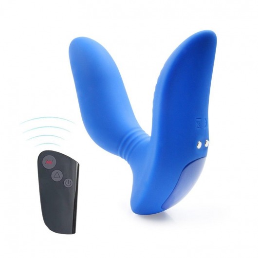Синий вибромассажер простаты 3,5’’ Remote Control Curve P-spot Massager - 12 см. - Erokay - в Ачинске купить с доставкой