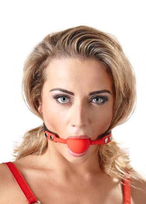 Силиконовый кляп-шар на чёрных ремешках Red Gag silicone - Orion - купить с доставкой в Ачинске