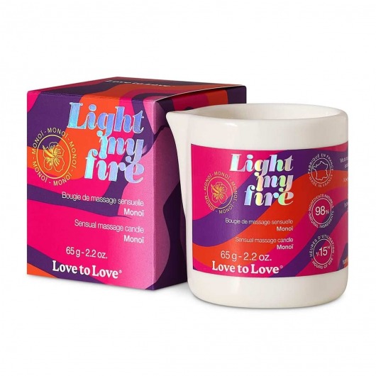 Массажная свеча Light My Fire с ароматом моной - 80 мл. - Love to Love - купить с доставкой в Ачинске