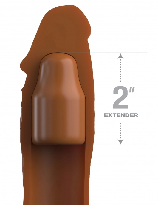 Коричневая насадка на член 2  Silicone X-tension - 20,3 см. - Pipedream - в Ачинске купить с доставкой