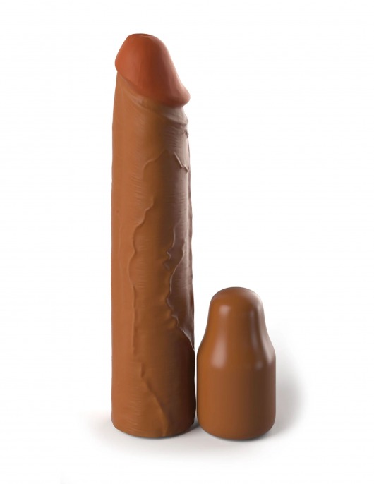 Коричневая насадка на член 2  Silicone X-tension - 20,3 см. - Pipedream - в Ачинске купить с доставкой