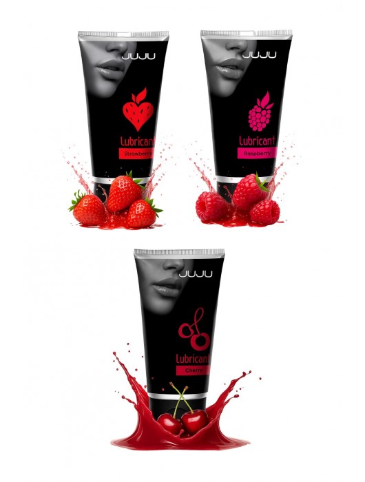 Набор из 3 съедобных лубрикантов JUJU (клубника, малина, вишня) - JuJu - купить с доставкой в Ачинске