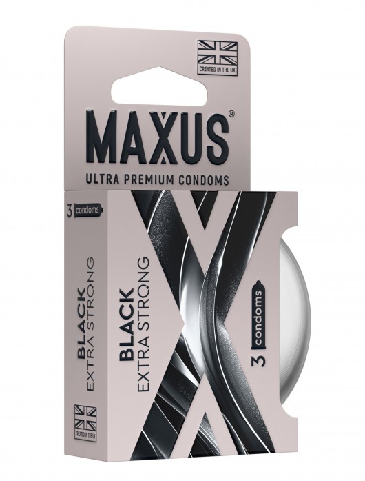 Черные утолщенные презервативы MAXUS Extra Strong с железным кейсом - 3 шт. - Maxus - купить с доставкой в Ачинске