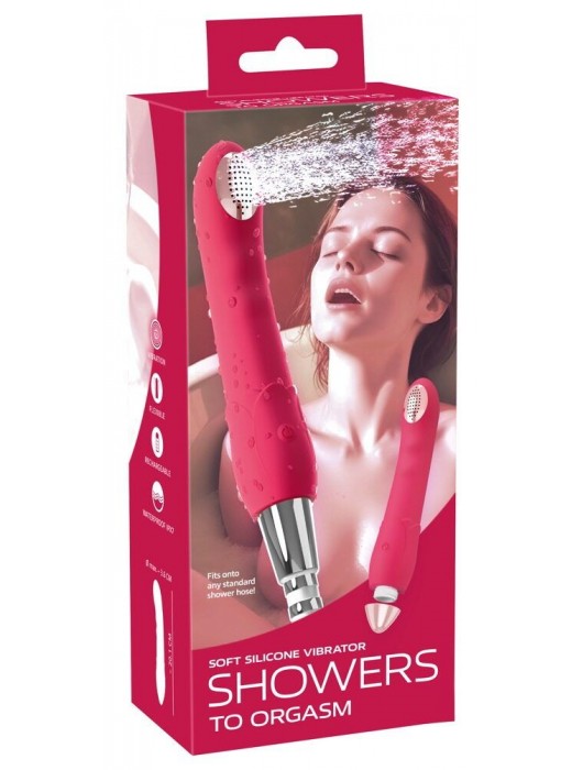 Малиновая насадка на душ с вибрацией Showers to orgasm - 20,1 см. - Orion - купить с доставкой в Ачинске