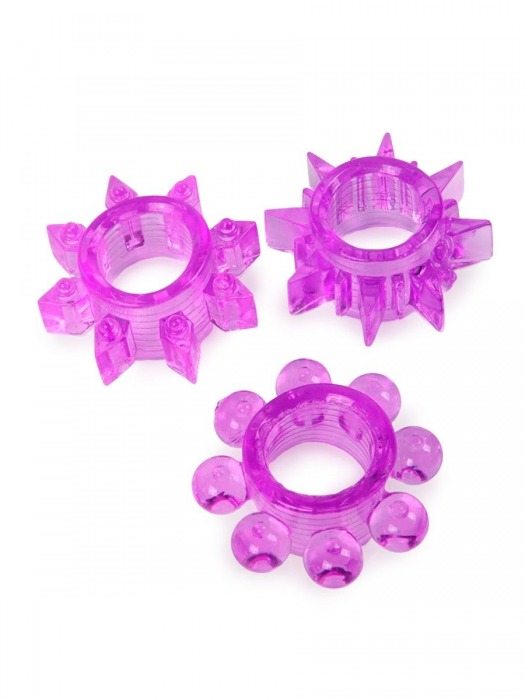 Набор из 3 лиловых эрекционных колец различной формы - Erowoman-Eroman - в Ачинске купить с доставкой