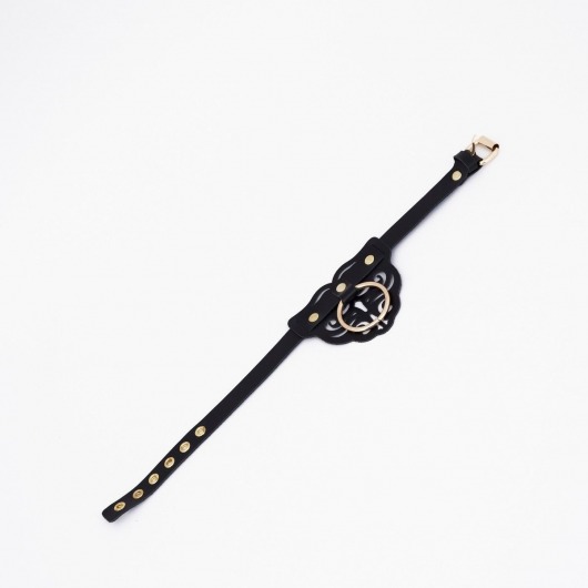 Черный чокер с клепками и золотистой фурнитурой - Crazy Handmade - купить с доставкой в Ачинске