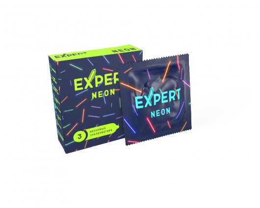 Светящиеся в темноте презервативы Expert Neon - 3 шт. - Expert - купить с доставкой в Ачинске