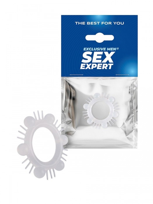 Эластичное эрекционное кольцо с шипиками и шариками - Sex Expert - в Ачинске купить с доставкой