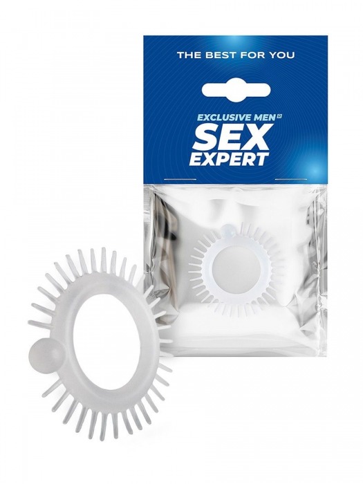 Эластичное эрекционное кольцо с шипиками и шариком - Sex Expert - в Ачинске купить с доставкой