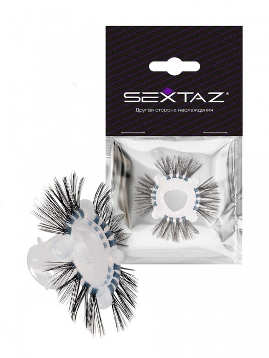 Эластичное эрекционное кольцо с черными «ресничками» - Sextaz - в Ачинске купить с доставкой