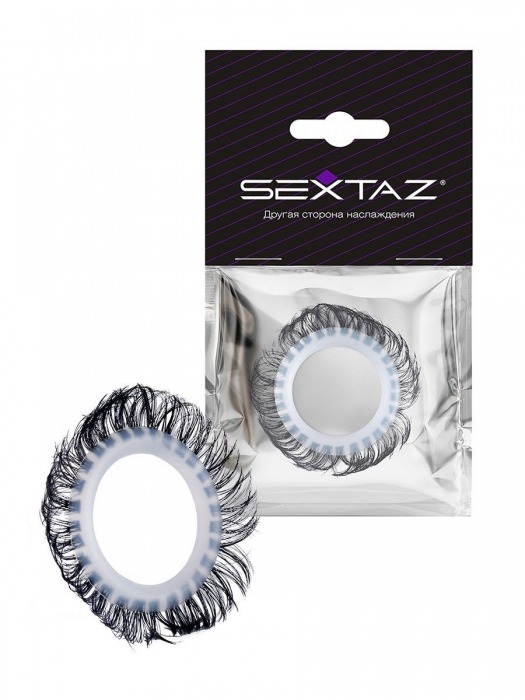 Эластичное эрекционное колечко с черными «ресничками» - Sextaz - в Ачинске купить с доставкой