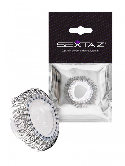 Эластичное эрекционное кольцо с длинными черными «ресничками» - Sextaz - в Ачинске купить с доставкой