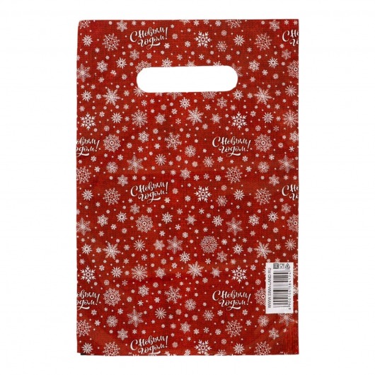 Красный подарочный новогодний пакет с вырубной ручкой (20х30 см) - Сима-Ленд - купить с доставкой в Ачинске