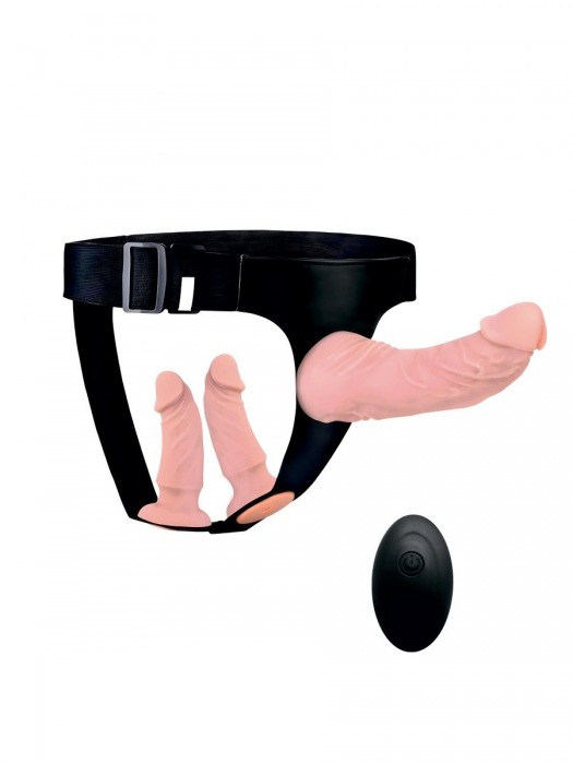 Женский страпон с 3 насадками и вибрацией - Erowoman-Eroman - купить с доставкой в Ачинске