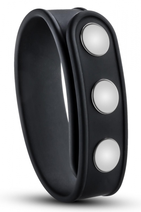 Черное эрекционное кольцо на кнопках - Blush Novelties - в Ачинске купить с доставкой