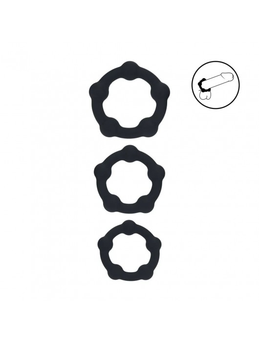 Набор из 3 эрекционных колец Beaded Silicone Cockring Set - Shots Media BV - в Ачинске купить с доставкой