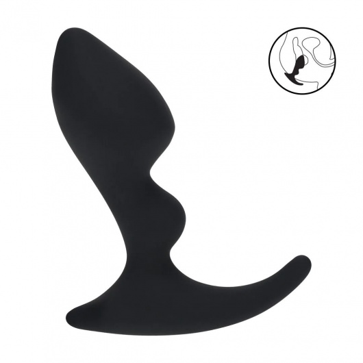 Черная анальная пробка для массажа простаты Double Ripple Silicone Prostate Massager - Shots Media BV - в Ачинске купить с доставкой
