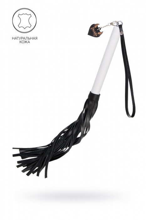 Плеть с белой рукоятью и чёрными хлыстами - 50 см. - Pecado - купить с доставкой в Ачинске