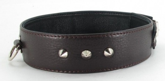 Коричневый кожаный ошейник с кольцом увеличенного размера - БДСМ Арсенал - купить с доставкой в Ачинске