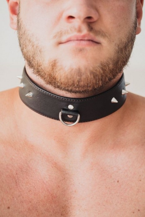Коричневый кожаный ошейник с кольцом увеличенного размера - БДСМ Арсенал - купить с доставкой в Ачинске