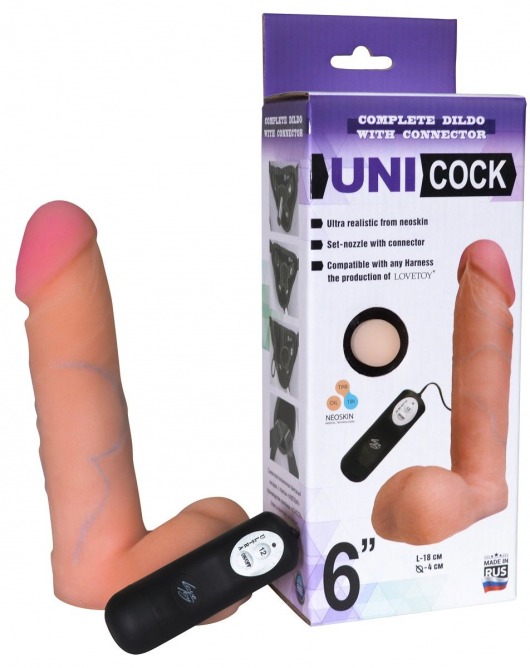 Фаллическая насадка Харнесс UNICOCK 6  с вибрацией - 18 см. - LOVETOY (А-Полимер) - купить с доставкой в Ачинске
