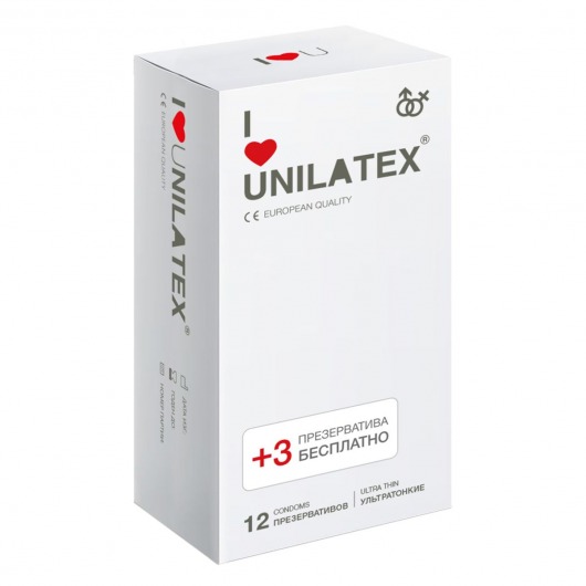 Ультратонкие презервативы Unilatex Ultra Thin - 12 шт. + 3 шт. в подарок - Unilatex - купить с доставкой в Ачинске