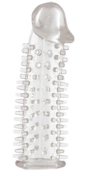 Прозрачная насадка на половой член с закрытой головкой и шипами - 12,5 см. - ToyFa - в Ачинске купить с доставкой