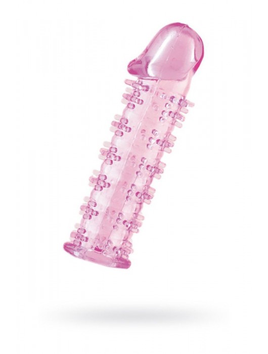 Гелевая розовая насадка на фаллос с шипами - 12 см. - Toyfa Basic - в Ачинске купить с доставкой