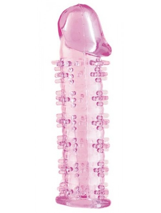 Гелевая розовая насадка на фаллос с шипами - 12 см. - Toyfa Basic - в Ачинске купить с доставкой