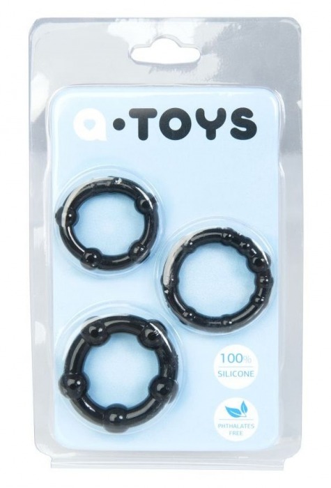 Набор из 3 чёрных эрекционных колец A-toys - A-toys - в Ачинске купить с доставкой