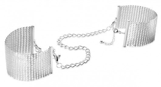 Серебристые наручники-браслеты Desir Metallique Handcuffs - Bijoux Indiscrets - купить с доставкой в Ачинске