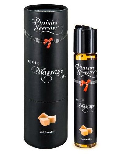 Массажное масло с ароматом карамели Huile de Massage Gourmande Caramel - 59 мл. - Plaisir Secret - купить с доставкой в Ачинске