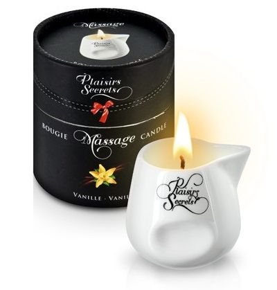 Массажная свеча с ароматом ванили Bougie Massage Gourmande Vanille - 80 мл. - Plaisir Secret - купить с доставкой в Ачинске