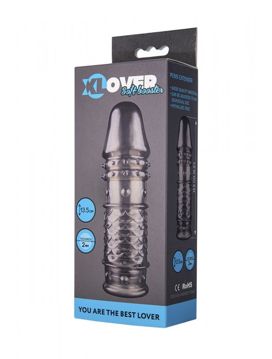 Дымчатая закрытая насадка ToyFa XLover с чешуйками и пупырышками - 13,5 см. - ToyFa - в Ачинске купить с доставкой