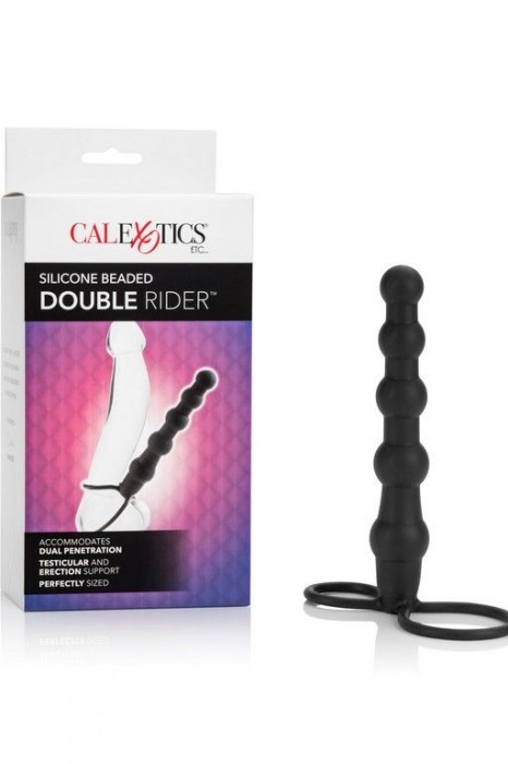 Насадка на пенис для двойного проникновения Silicone Beaded Double Rider - 14 см. - California Exotic Novelties - в Ачинске купить с доставкой