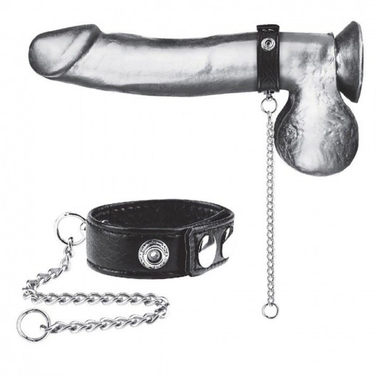 Утяжка на пенис с поводком Snap Cock Ring With 12  Leash - BlueLine - купить с доставкой в Ачинске