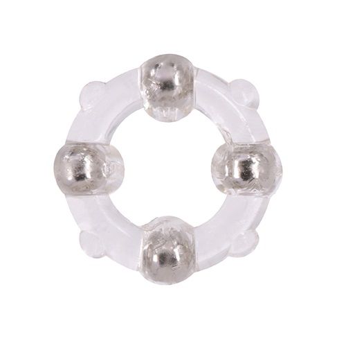 Эрекционное кольцо с 4 бусинами MENZSTUFF STUD RING CLEAR - Dream Toys - в Ачинске купить с доставкой