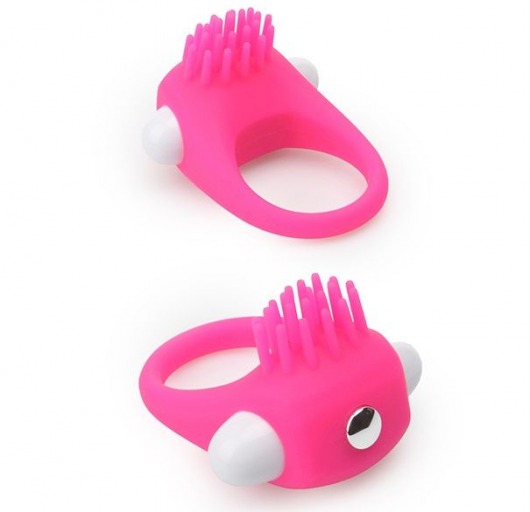 Розовое эрекционное кольцо с щеточкой LIT-UP SILICONE STIMU RING 5 - Dream Toys - в Ачинске купить с доставкой
