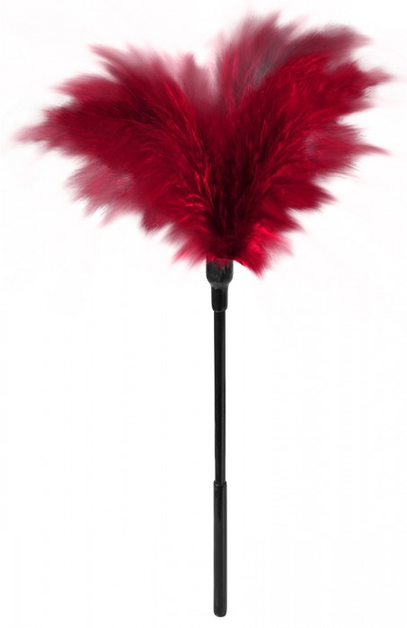 Пластиковая метелочка с красными пёрышками Small Feather Tickler - 32 см. - Blush Novelties - купить с доставкой в Ачинске