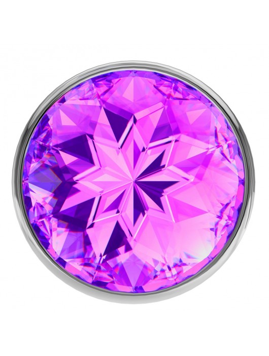 Малая серебристая анальная пробка Diamond Purple Sparkle Small с фиолетовым кристаллом - 7 см. - Lola Games - купить с доставкой в Ачинске