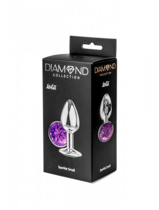 Малая серебристая анальная пробка Diamond Purple Sparkle Small с фиолетовым кристаллом - 7 см. - Lola Games - купить с доставкой в Ачинске