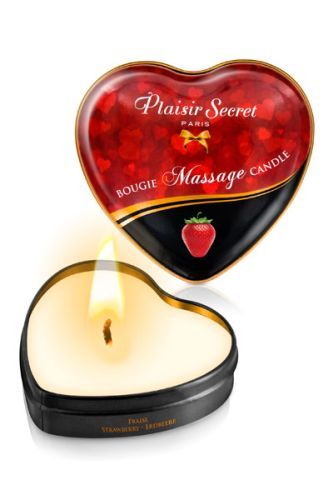 Массажная свеча с ароматом клубники Bougie Massage Candle - 35 мл. - Plaisir Secret - купить с доставкой в Ачинске