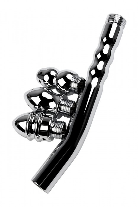 Металлический анальный душ с тремя насадками - ToyFa - купить с доставкой в Ачинске