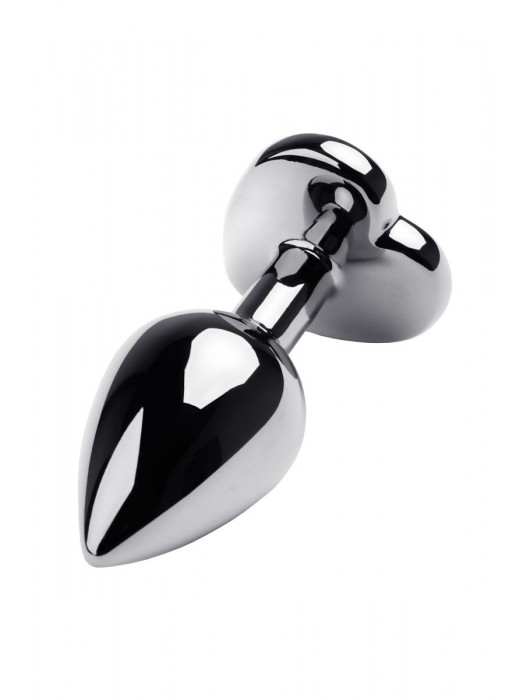 Серебристая анальная пробка с прозрачным кристаллом-сердцем - 8 см. - ToyFa - купить с доставкой в Ачинске