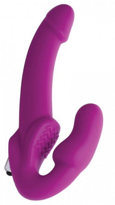 Ярко-розовый безремневой вибрострапон Evoke Vibrating Strapless Silicone Strap-on Dildo - XR Brands - купить с доставкой в Ачинске